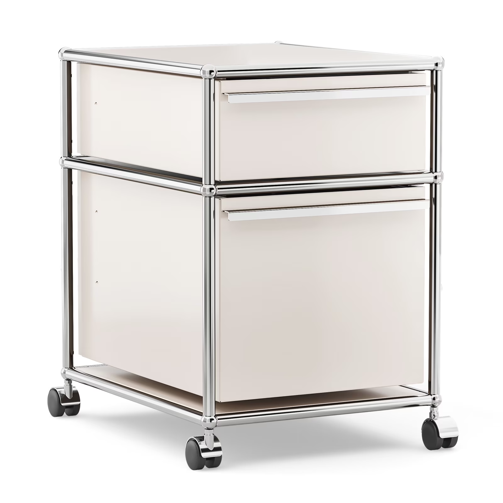 Cottinch 2-Tier Accent Cabinet,Metal Storage Cabinets with 3 Doors,Open Shelf,Freestanding Organizer for Living Room
