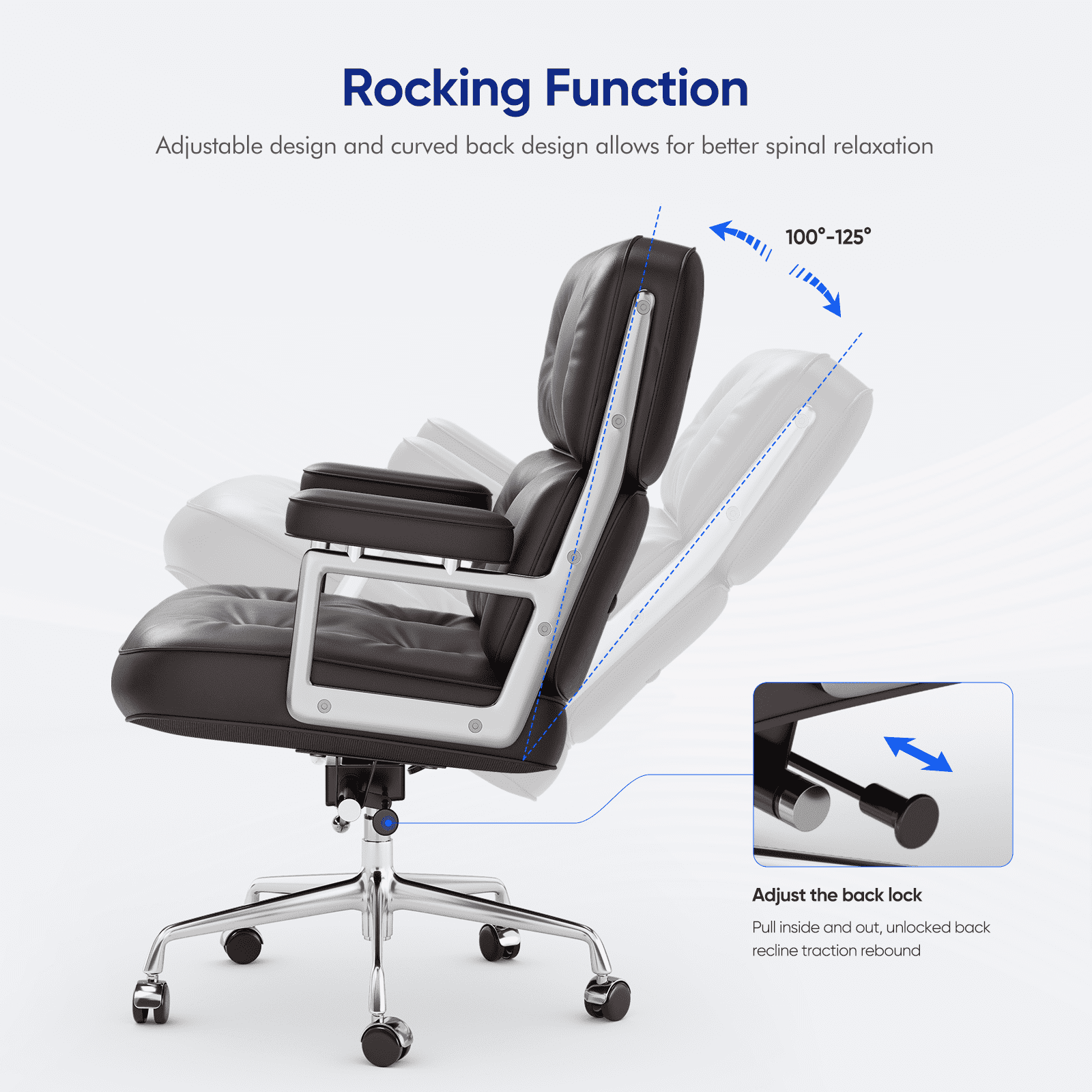 Cottinch Mid Back Genuine Leather Office Chair, Adjustable Height and Liftable Swivel Computer Chair with Rolling Casters for Home Office Use