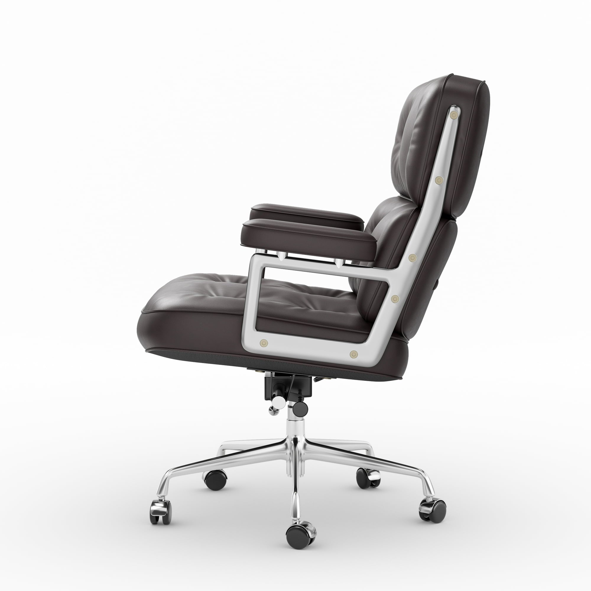 Cottinch Mid Back Genuine Leather Office Chair, Adjustable Height and Liftable Swivel Computer Chair with Rolling Casters for Home Office Use