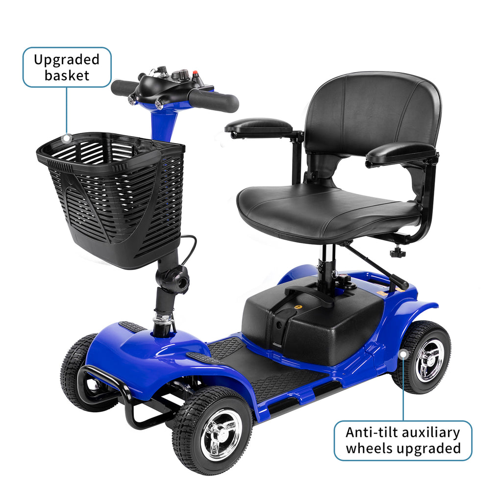Morrean 4 Wheels Mobility Scooter, Electric Powered Wheelchair Device for Travel, Best Gift for Elderly, Blue