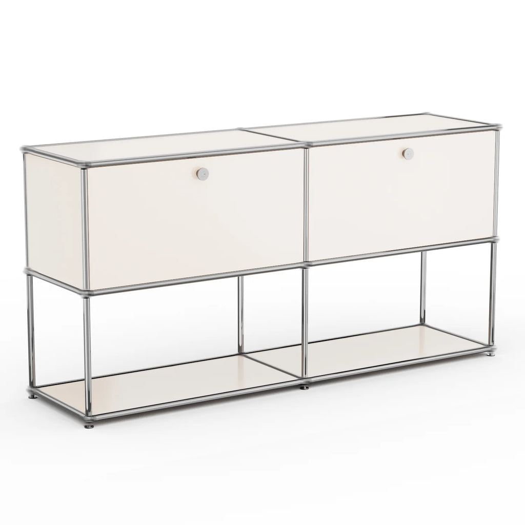 Raffle Pinker Freestanding Storage Cabinets 2-Layer Metal Cabinets with 2 Doors and Shelves for Garage,Living Room,White