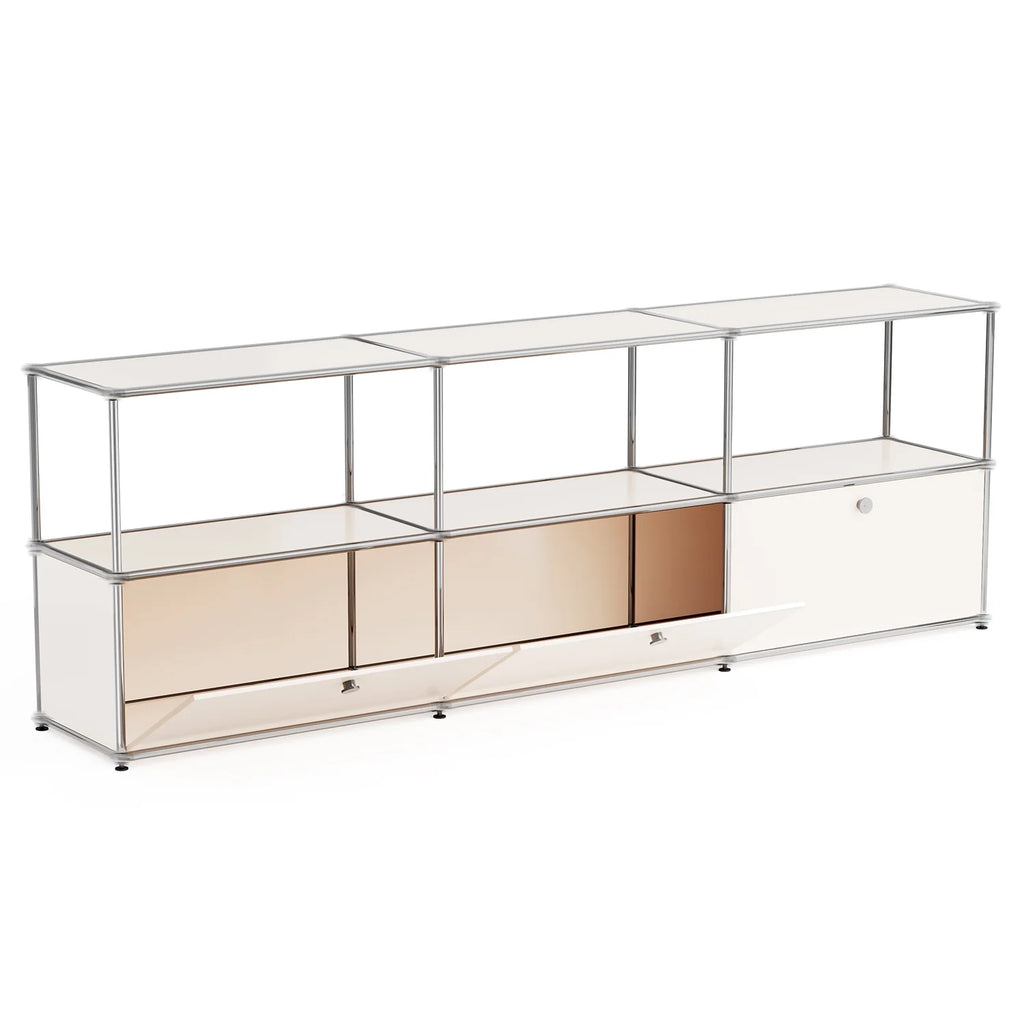 Raffle Pinker Metal Storage Cabinets with 3 Doors and Shelves Tall Steel Lockers Accent Storage Organizer for Living Room,White