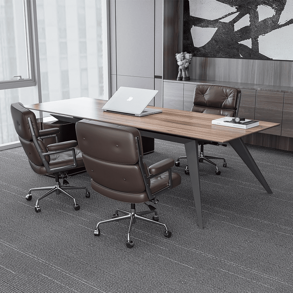 Cottinch Mid Back Genuine Leather Office Chair, Adjustable Height and Liftable Swivel Computer Chair with Rolling Casters for Home Office Use