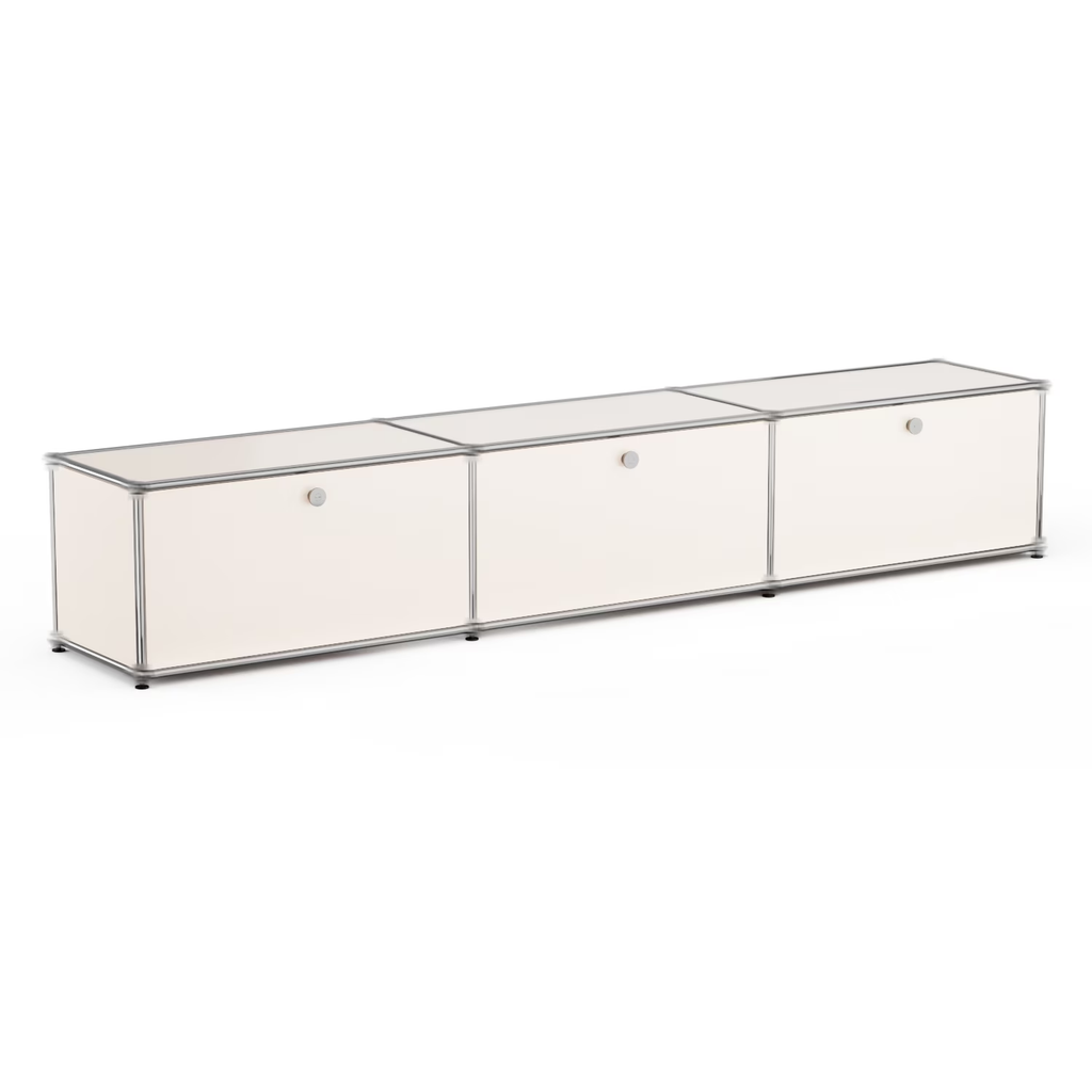 Raffle Pinker Metal Storage Cabinets with 3 Doors,Floor Steel Cabinets Metal Locker Organizer for Kitchen,Garage,White