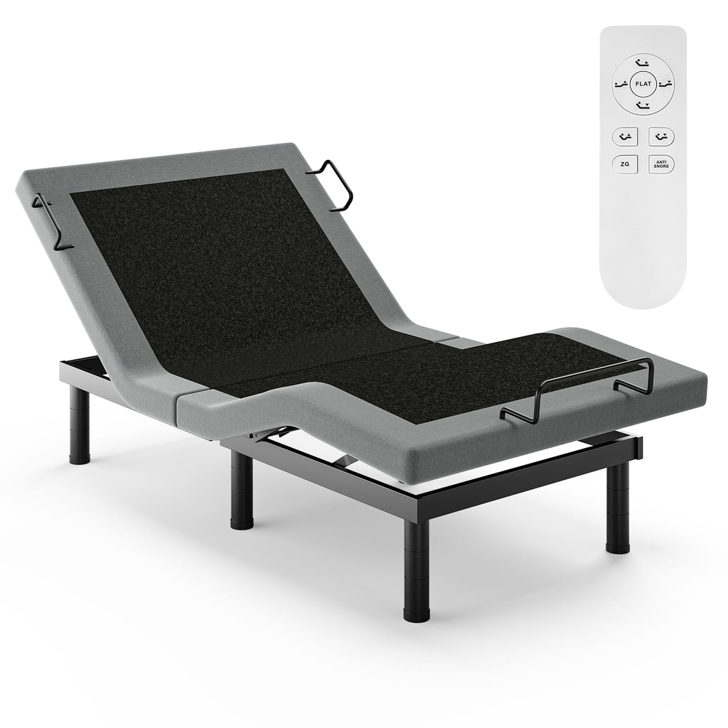 eChamp Power Adjustable Bed Frame Electric Adjustable Metal Bed Base with Dual Motors,Head and Foot Incline,Adjustable Legs,Twin XL
