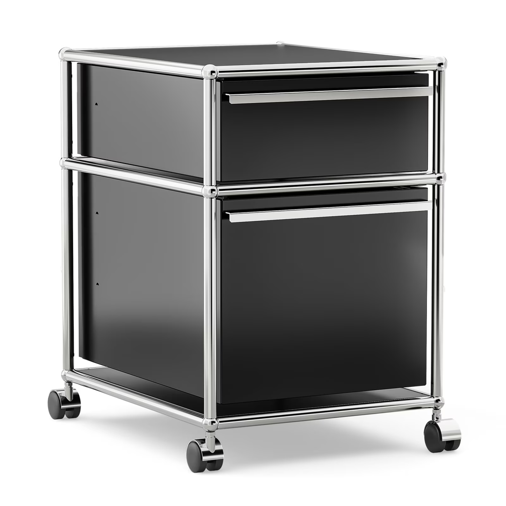 Raffle Pinker Metal Storage Cabinets with 3 Drawers,Rolling Accent Cabinets Storage Organizer for Home Office,Black