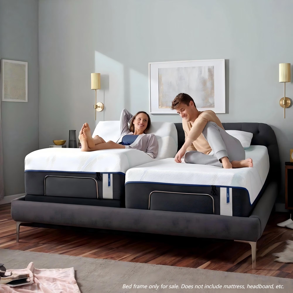 eChamp Electric Adjustable Bed Frame Base with Massage,Remote Controller,No Mattress,Split King Size