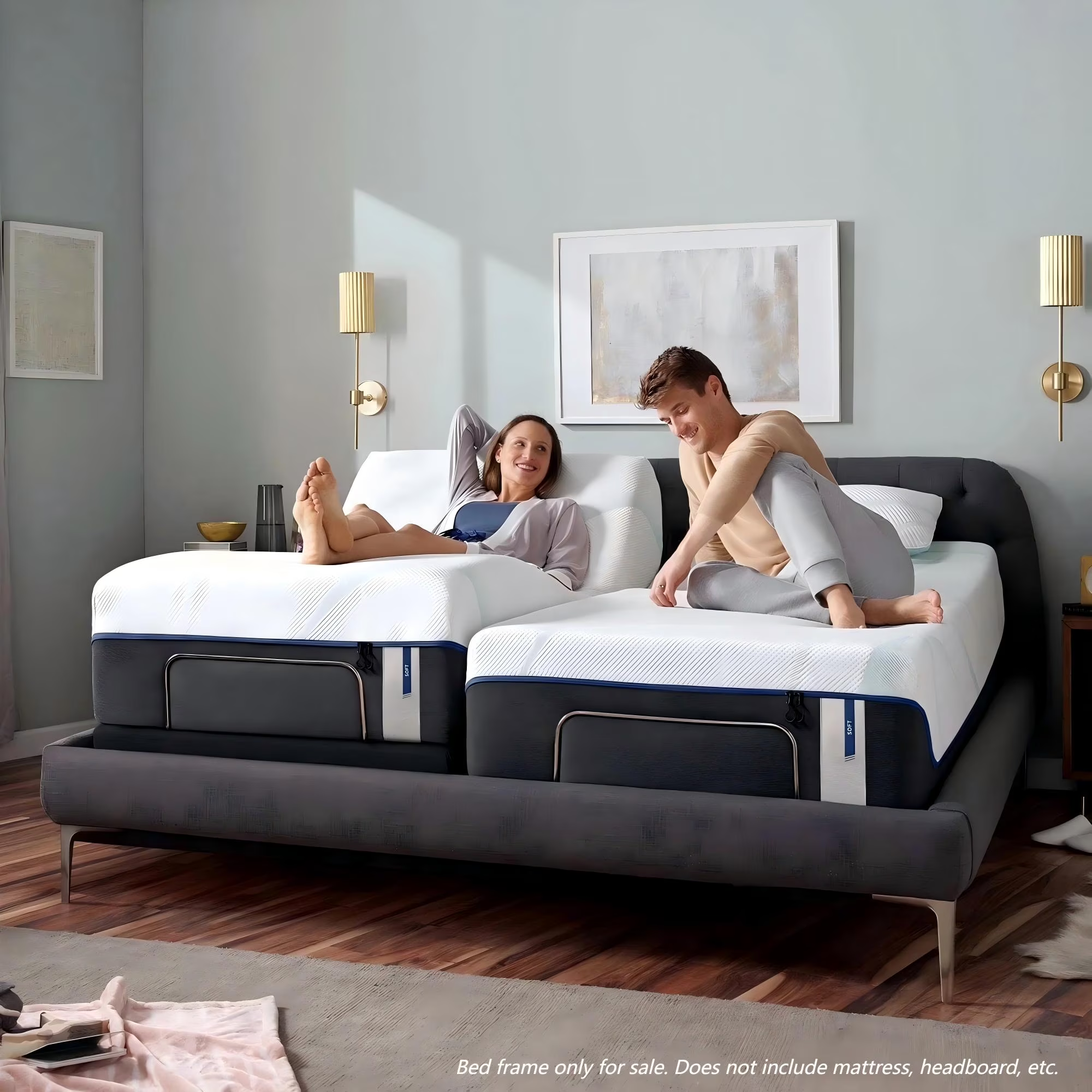 eChamp Electric Adjustable Bed Frame Base with Massage,Remote Controller,No Mattress,Split King Size