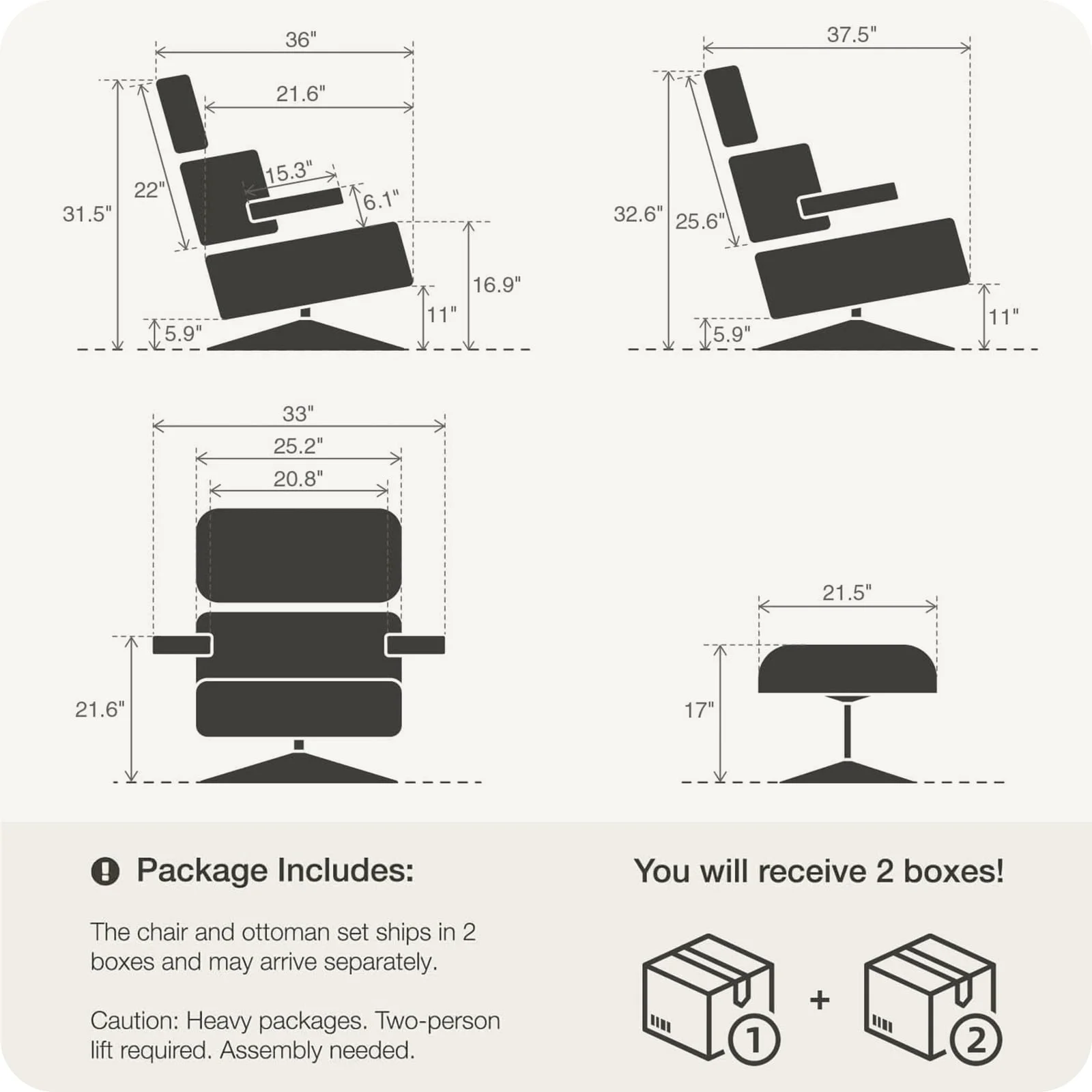 eChamp Swivel Accent Chair with Ottomans,Leather Chaise Lounge Chair and Ottoman,Single Sofa Armchair for Living Room Bedroom
