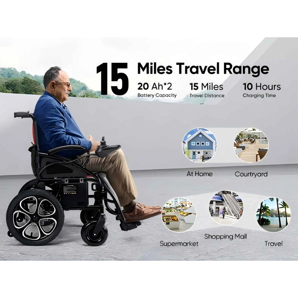 Verpal Electric Wheelchairs for Adults Senior,Motorized Wheelchair Foldable Power Mobility Scooter 500W Dual Motors,4 Mph,15 Miles Long Range