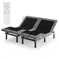 Raffle Pinker Electric Adjustable Bed Frame Split King Metal Bed Base,Upgrade Structure,Dual Motors Head and Foot Incline,Adjustable Legs