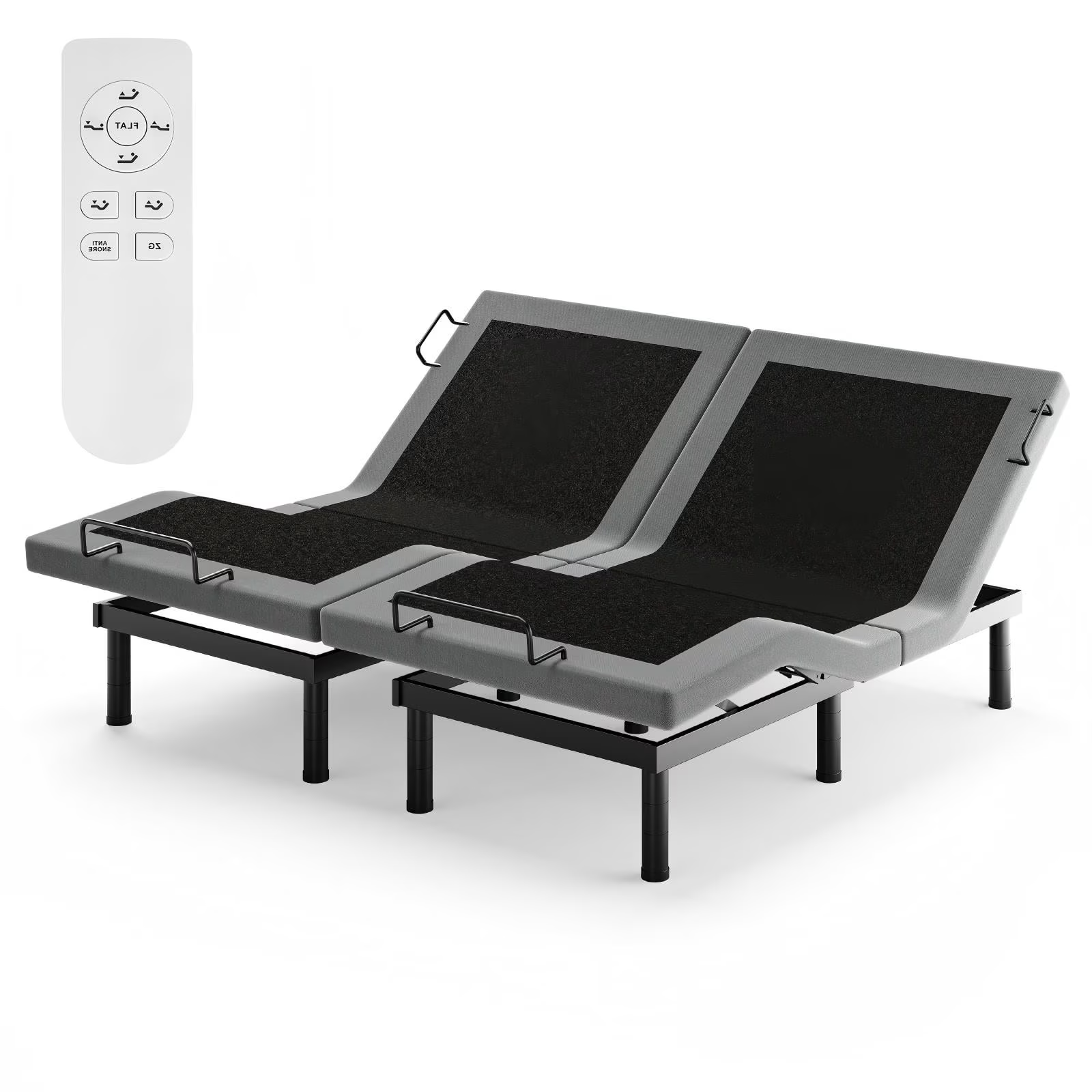 Raffle Pinker Electric Adjustable Bed Frame Split King Metal Bed Base,Upgrade Structure,Dual Motors Head and Foot Incline,Adjustable Legs