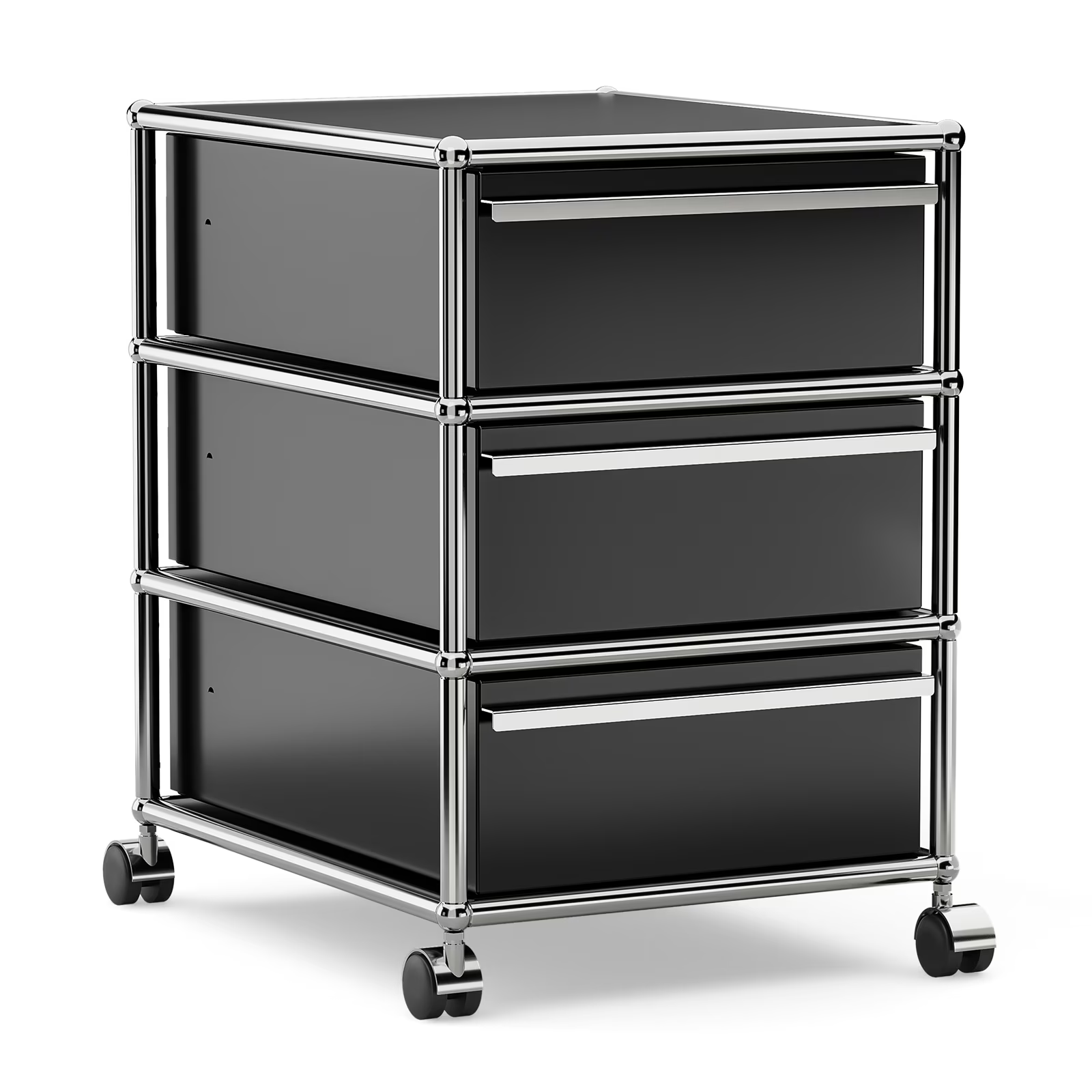 Cottinch 2-Tier Accent Cabinet,Metal Storage Cabinets with 3 Doors,Open Shelf,Freestanding Organizer for Living Room