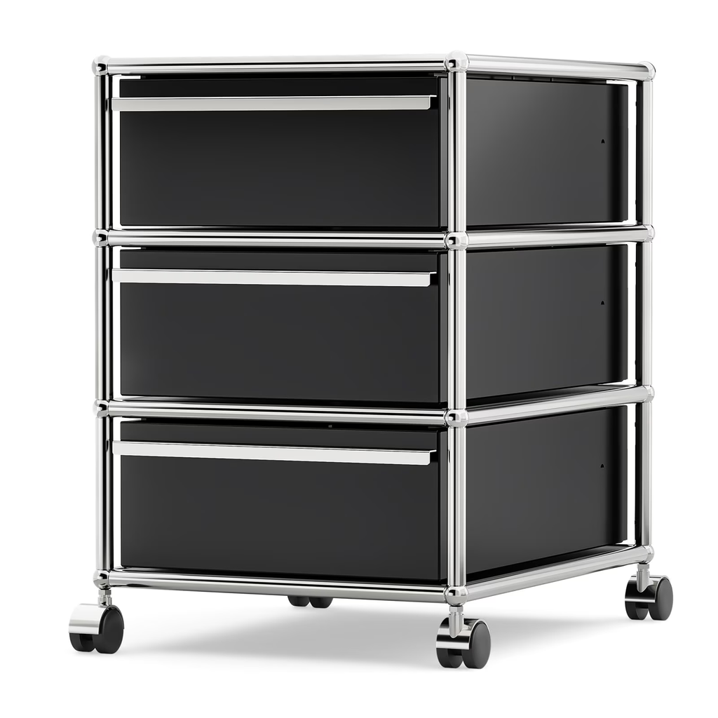 Raffle Pinker Metal Storage Cabinets with 3 Drawers,Rolling Accent Cabinets Storage Organizer for Home Office,Black