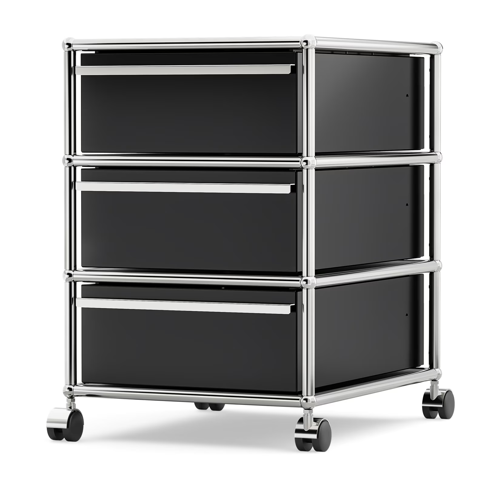 Raffle Pinker Metal Storage Cabinets with 3 Drawers,Rolling Accent Cabinets Storage Organizer for Home Office,Black