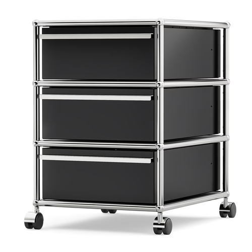 Cottinch Metal Storage Cabinets with 2 Drawers,Freestanding Accent Cabinet,Rolling Cabinet with 4 Wheels for Home Office,Black