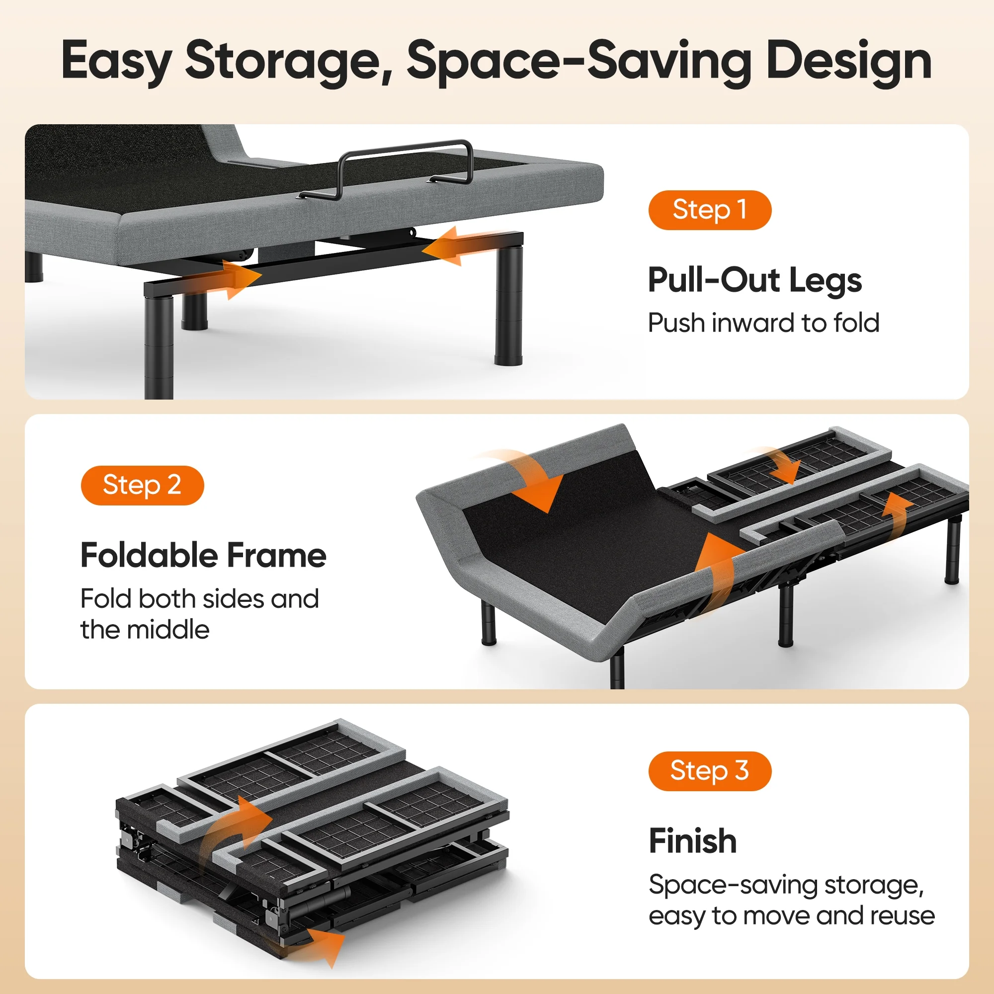 Cottinch Electric Adjustable Bed Frame Queen with Remote Control and Dual Motors,Adjustable Legs,Power Bed Base 1000lb Limit