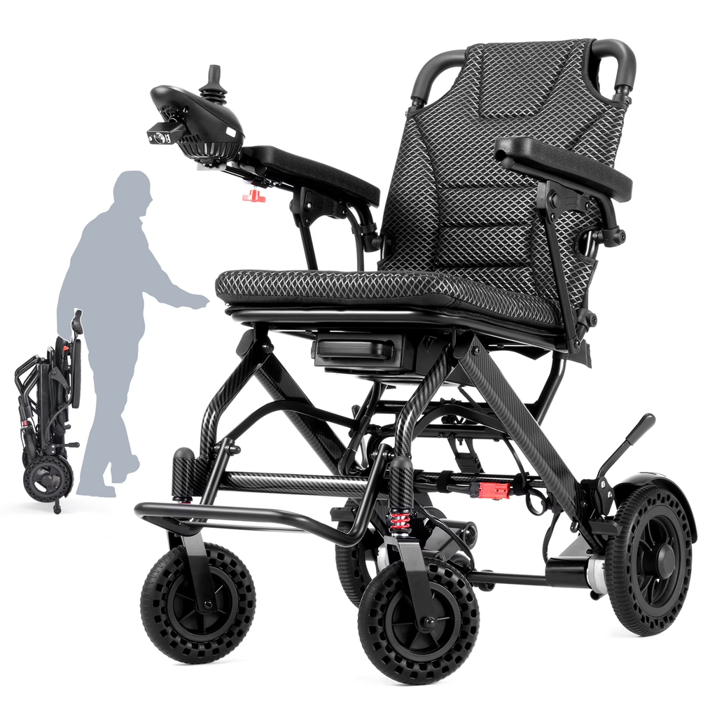 Morrean Lightweight Electric Wheelchair 15 Miles Range,Up to 300lb, 18.5" Padded Seat,All Terrain Foldable Motorized Wheelchairs for Seniors