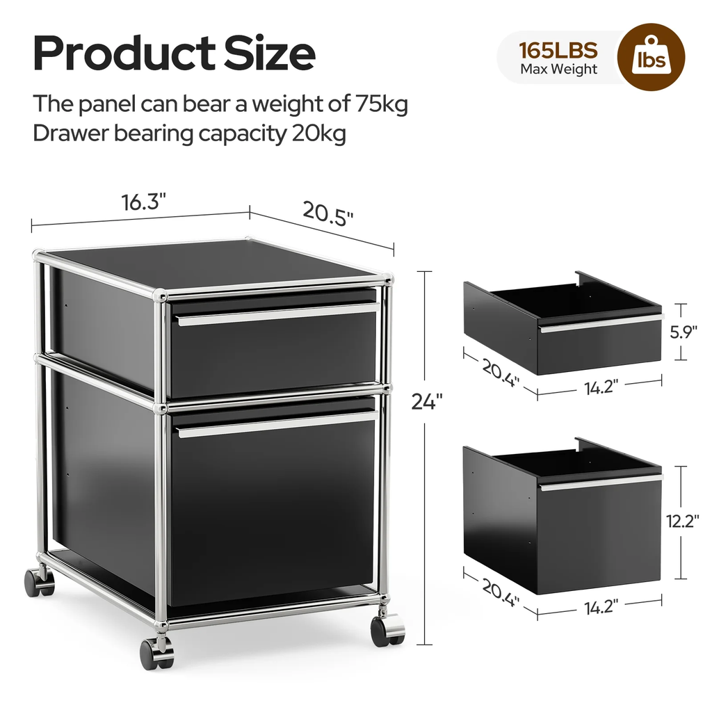 Raffle Pinker Metal Storage Cabinets with 3 Drawers,Rolling Accent Cabinets Storage Organizer for Home Office,Black