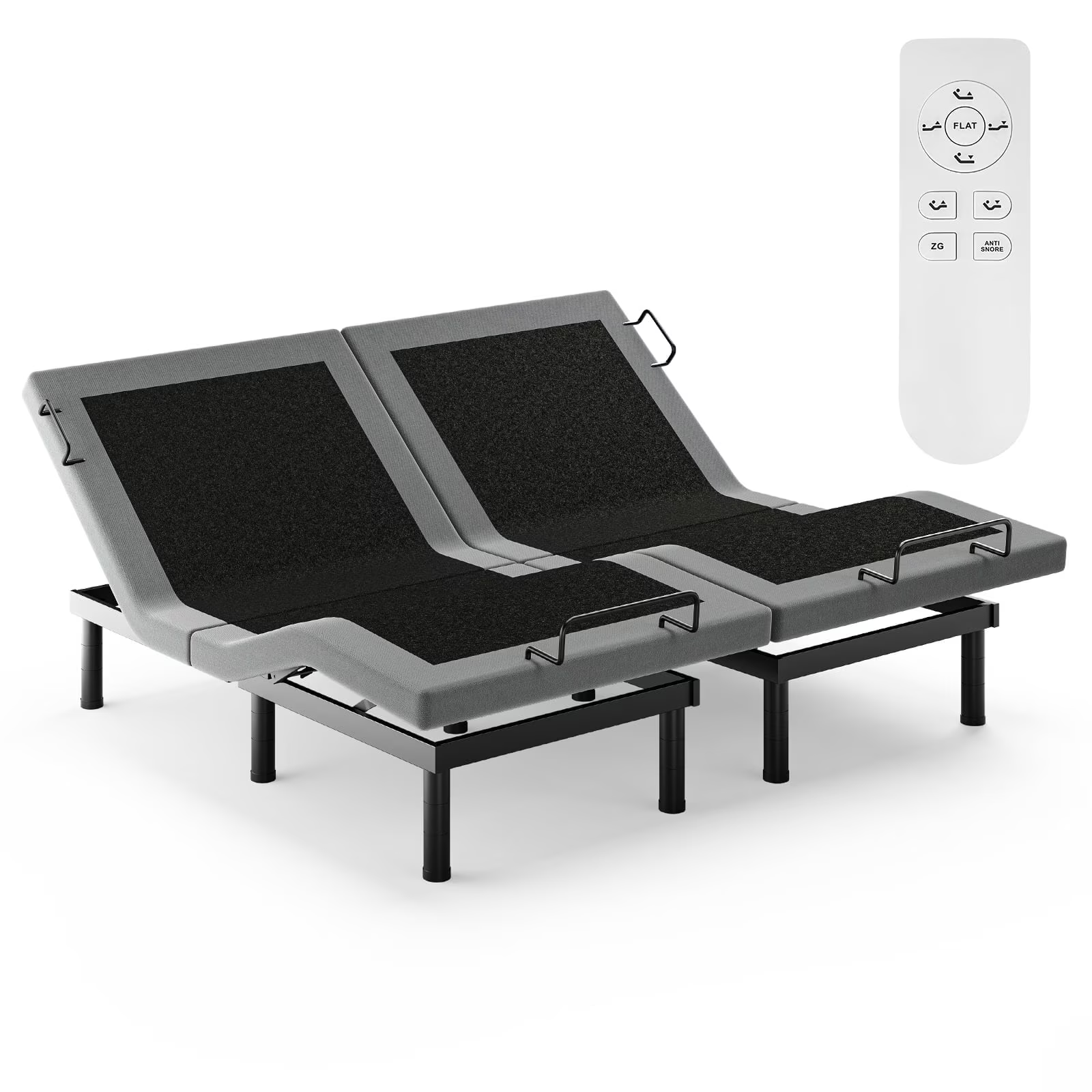 eChamp Power Adjustable Bed Frame Electric Adjustable Metal Bed Base with Dual Motors,Head and Foot Incline,Adjustable Legs,Split King