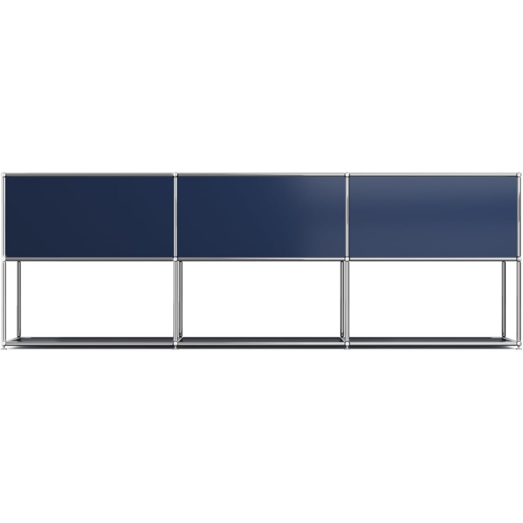 Cottinch 2-Tier Accent Cabinet,Metal Storage Cabinets with 3 Doors,Open Shelf,Freestanding Organizer for Living Room