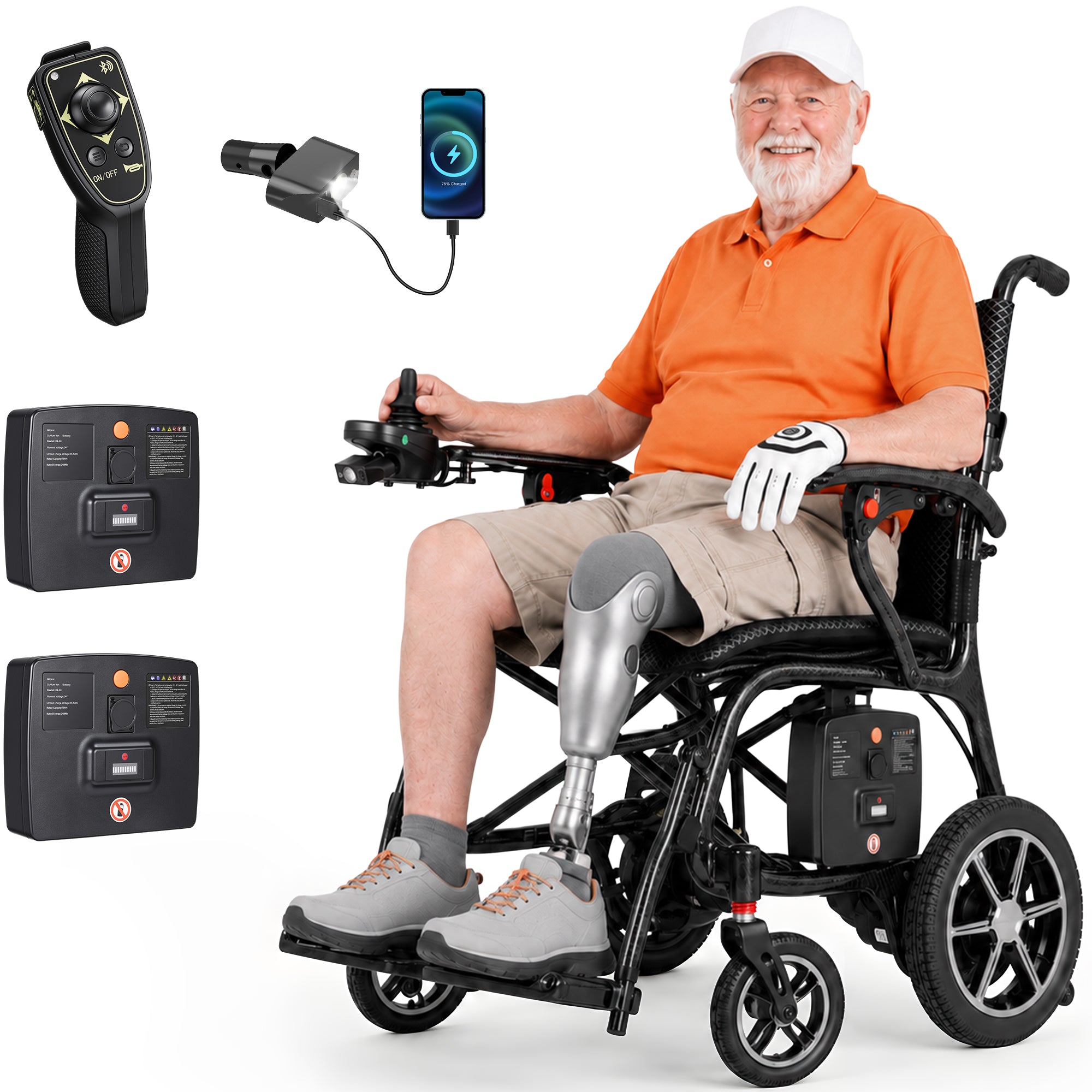 Verpal Upgraded T700 Ultra Light Carbon Fiber Electric Wheelchair, 27.56 Lbs Foldable Portable Mobility Chair, 330 Lbs Max Load for Adults