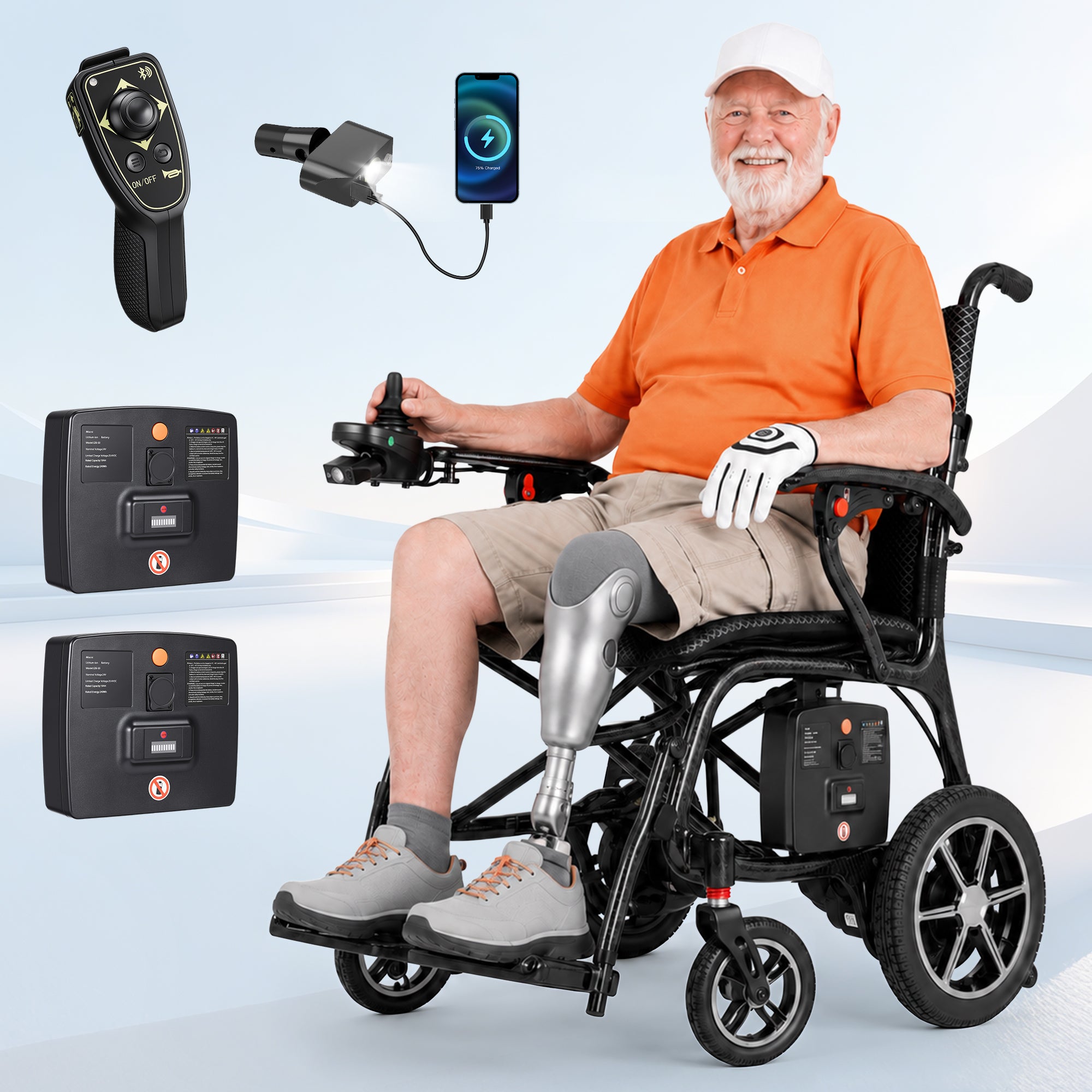 Verpal Upgraded T700 Ultra Light Carbon Fiber Electric Wheelchair, 27.56 Lbs Foldable Portable Mobility Chair, 330 Lbs Max Load for Adults