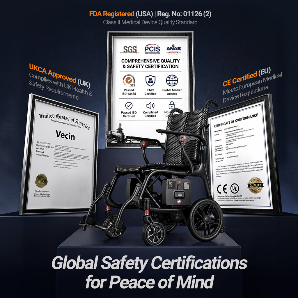 Verpal Upgraded T700 Ultra Light Carbon Fiber Electric Wheelchair, 27.56 Lbs Foldable Portable Mobility Chair, 330 Lbs Max Load for Adults