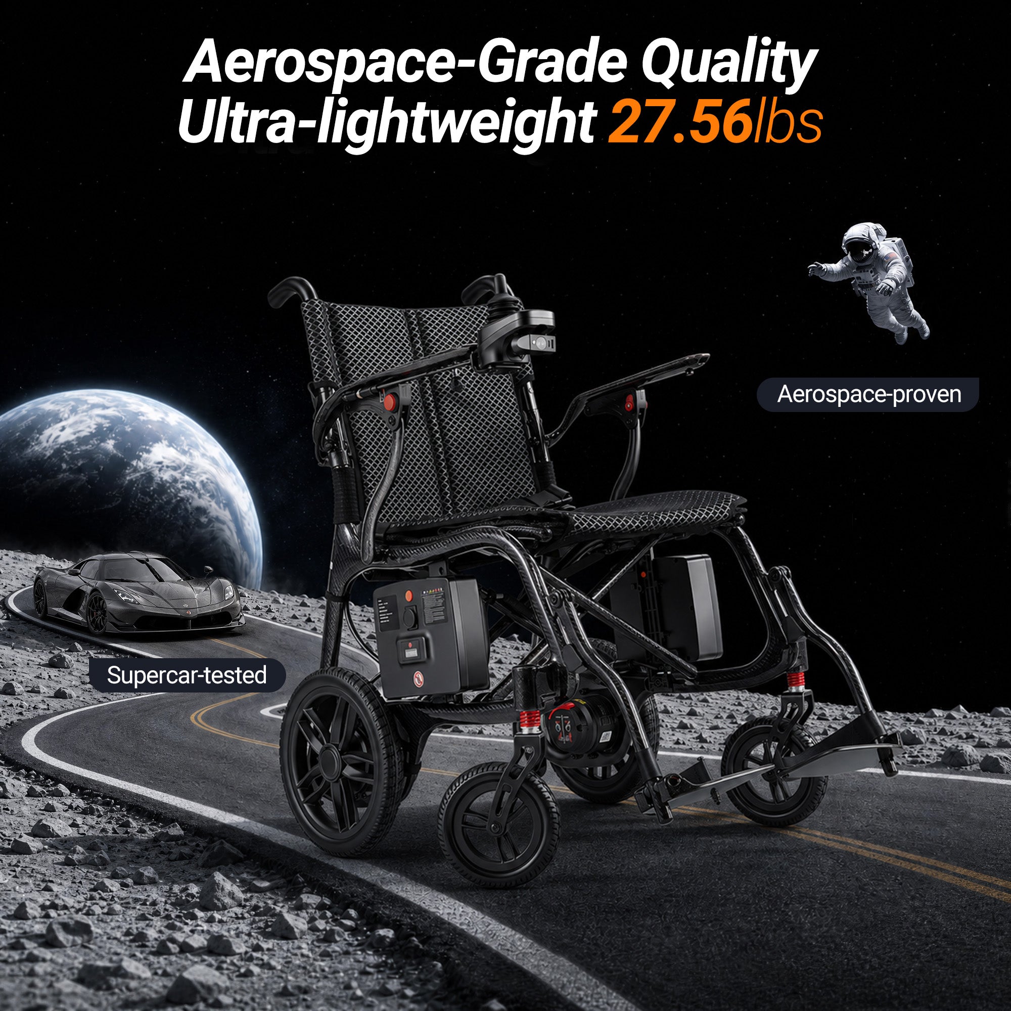 Verpal Upgraded T700 Ultra Light Carbon Fiber Electric Wheelchair, 27.56 Lbs Foldable Portable Mobility Chair, 330 Lbs Max Load for Adults