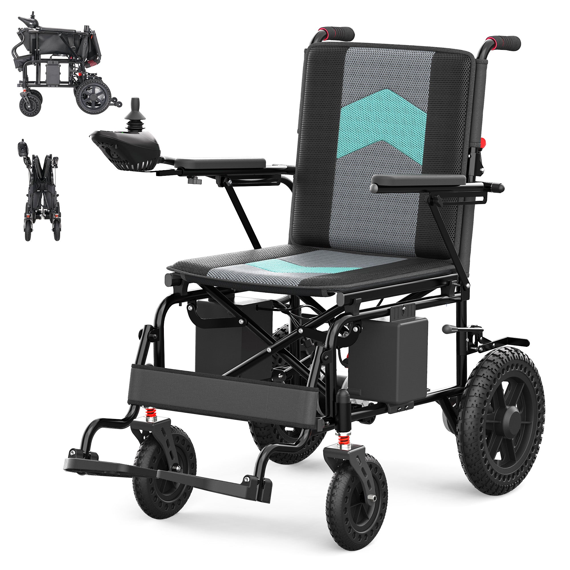 Morrean Electric Wheelchair Foldable All Terrain Motorized Wheelchairs for Seniors,Max 3.7Mph,500W Motors,Black