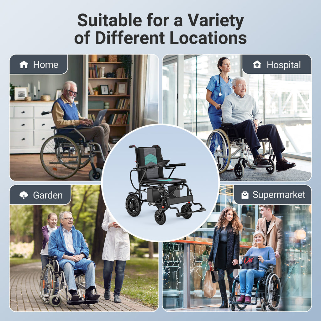 Morrean Electric Wheelchair Foldable All Terrain Motorized Wheelchairs for Seniors,Max 3.7Mph,500W Motors,Black