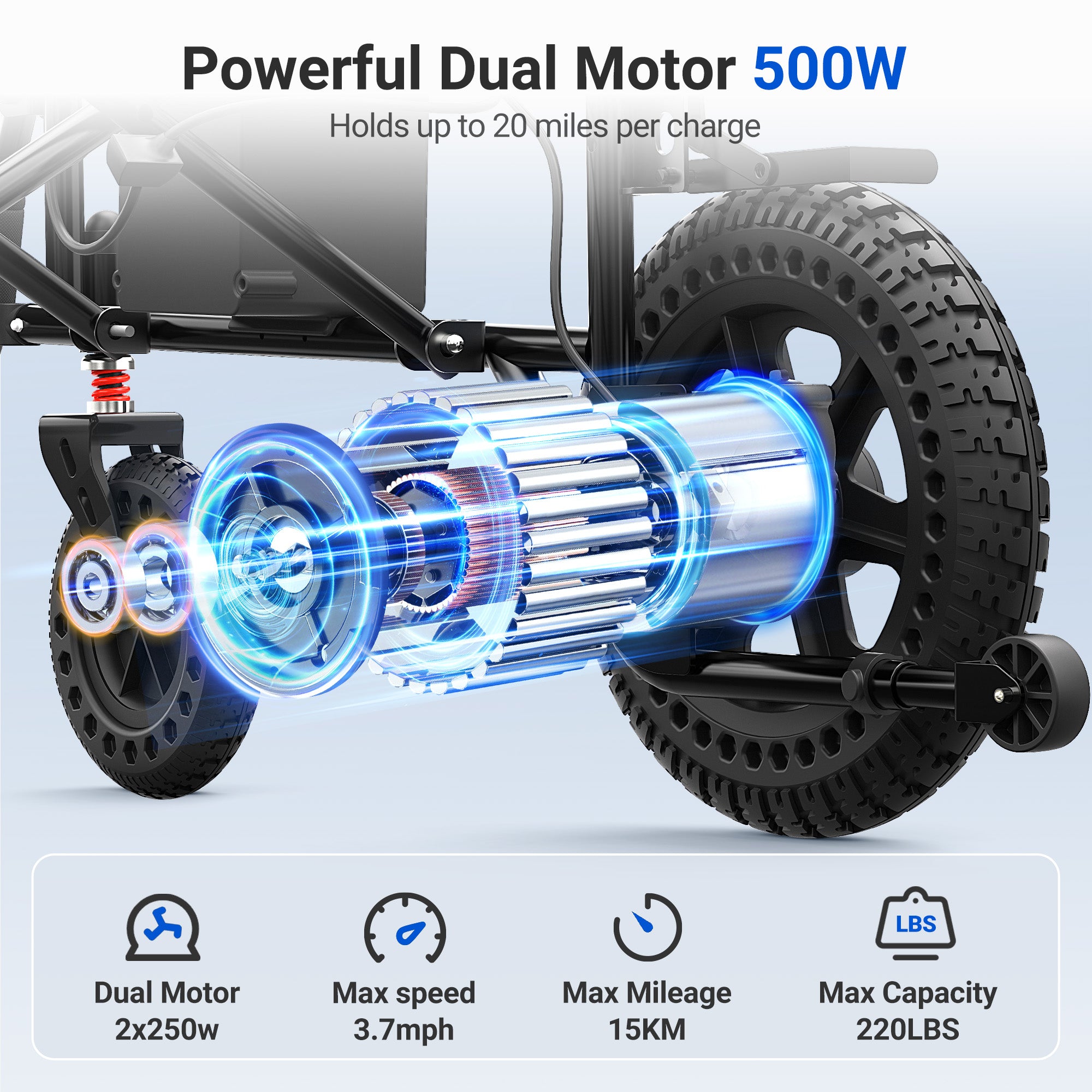 VerPal Portable Electric Wheelchair Foldable Motorized Wheelchairs for Adults Senior,15+ Miles Long Range,All Terrain,Black