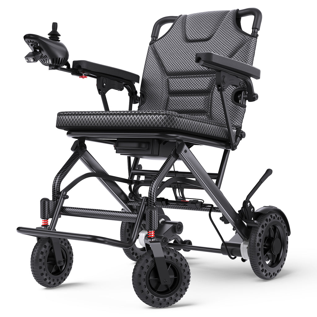 Morrean Lightweight Electric Wheelchair for Seniors, 10 Miles Range, 18.5" Cushion Seat, 6Ah Battery, 37.8lb Foldable All-Terrain Motorized Wheelchair Up to 250lb