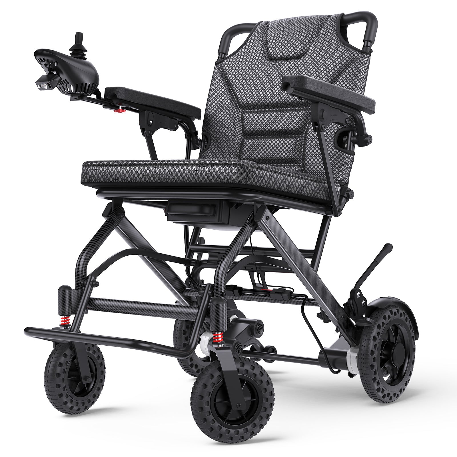 Morrean Lightweight Electric Wheelchair for Seniors, 10 Miles Range, 18.5" Cushion Seat, 6Ah Battery, 37.8lb Foldable All-Terrain Motorized Wheelchair Up to 250lb