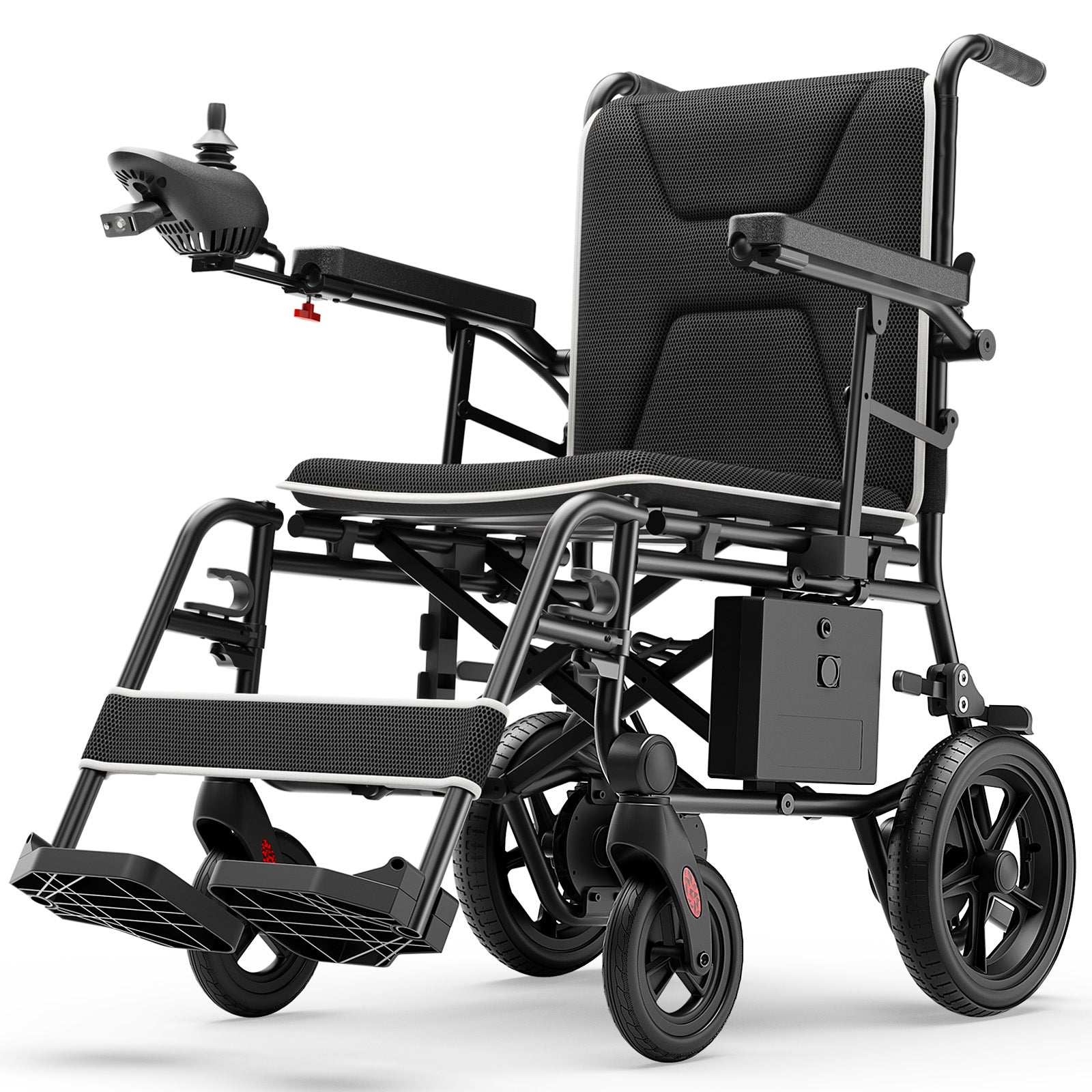 Morrean Portable Electric Wheelchair for Adults, All Terrain Motorized Wheelchair for Seniors with Detachable Battery, Airline Approved