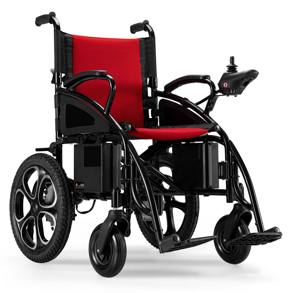 Morrean Electric Power Wheelchair Foldable Motorized Wheelchairs for Adults Seniors,25 Miles Range,Red