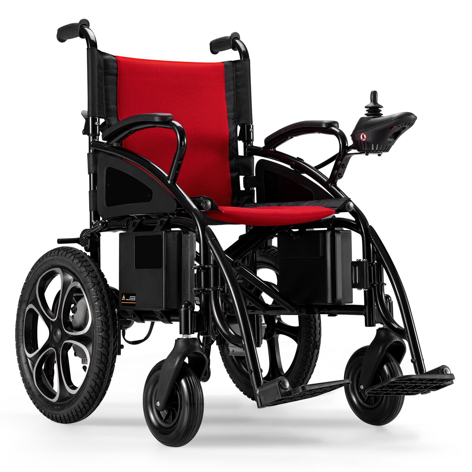 Morrean Electric Power Wheelchair Foldable Motorized Wheelchairs for Adults Seniors,25 Miles Range,Red