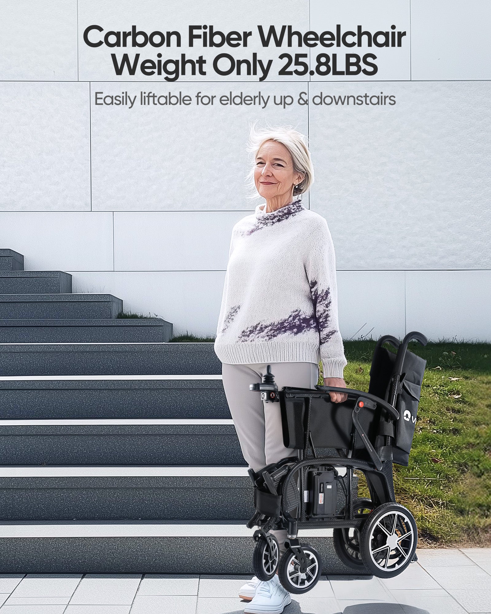Morrean Ultra Lightweight Electric Wheelchairs for Adults, 25.8lb Foldable Power Wheelchair, 20 Miles Long Range 300 LBS Capacity Motorized Wheelchair