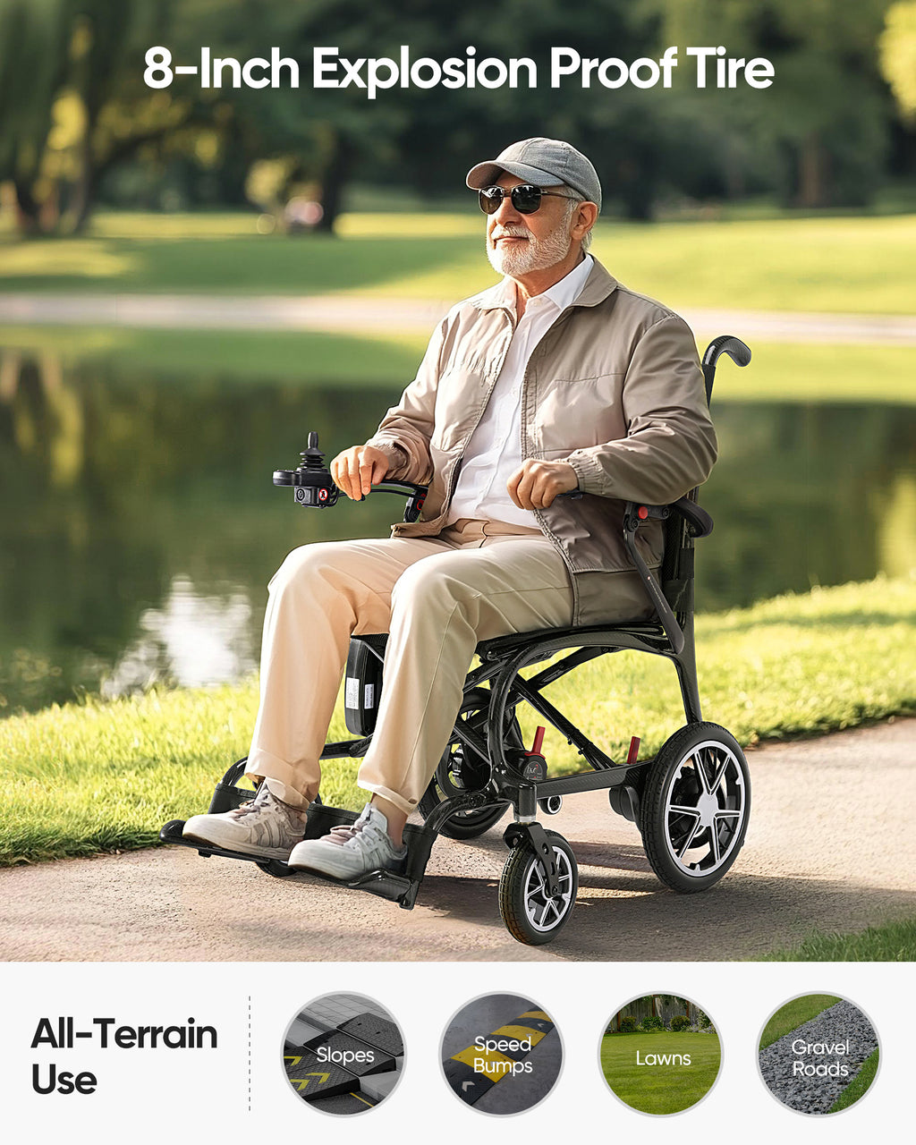Morrean Ultra Lightweight Electric Wheelchairs for Adults, 25.8lb Foldable Power Wheelchair, 20 Miles Long Range 300 LBS Capacity Motorized Wheelchair
