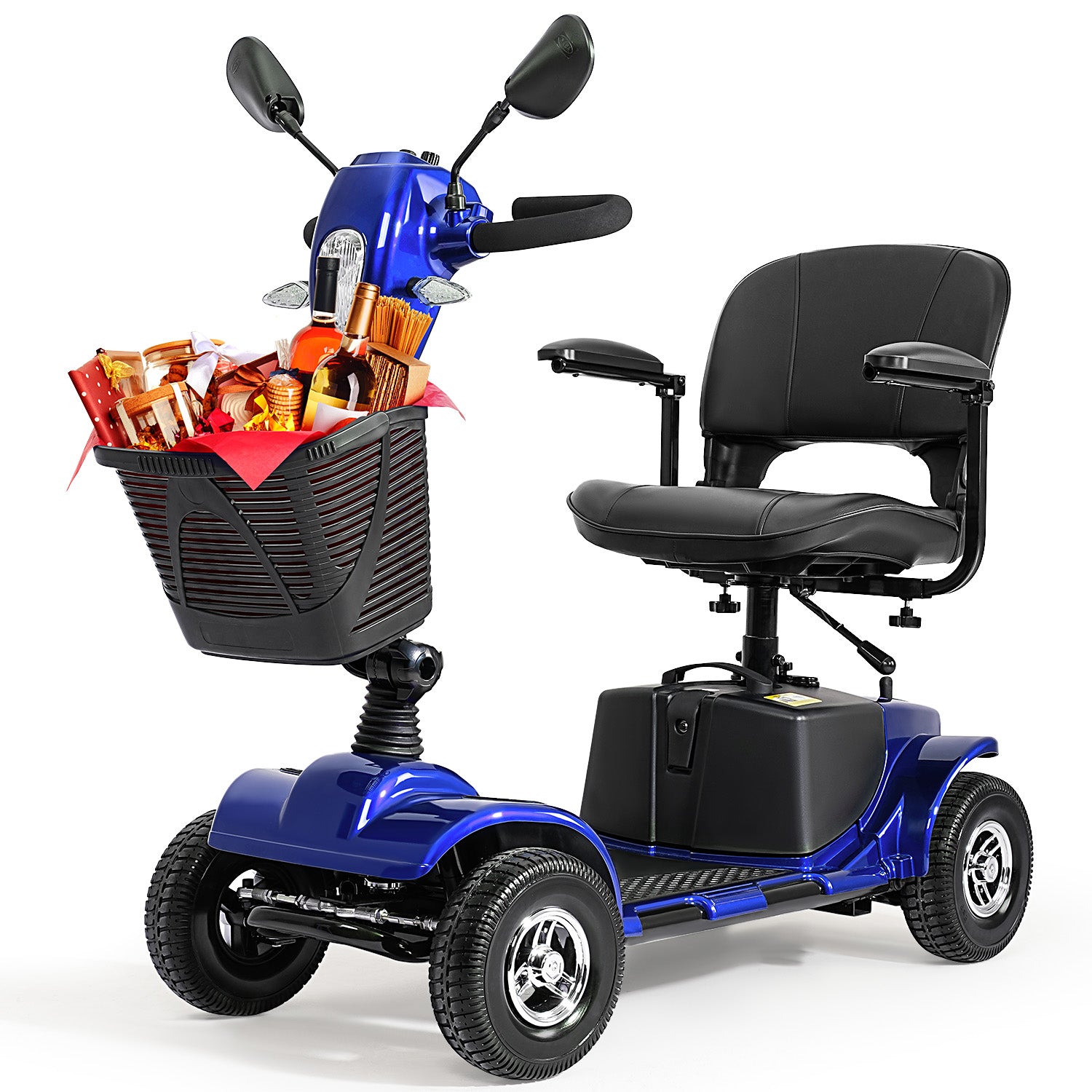 Fimdoc Upgrade 4 Wheel Mobility Scooter for Seniors, Foldable Powered Mobile Wheelchair for Adult 330lbs, Blue