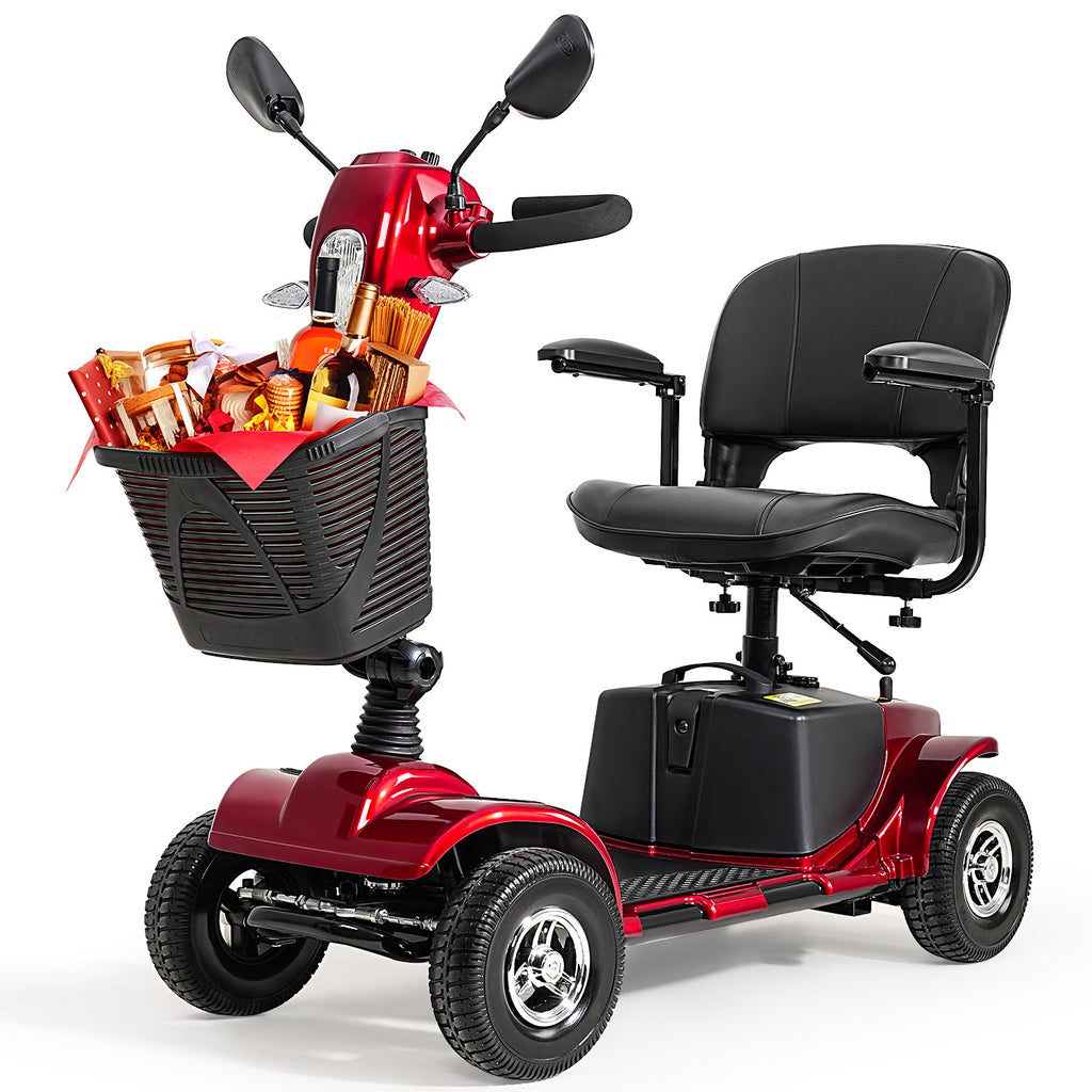Morrean 4 Wheel Electric Powered Mobility Scooter for Seniors for Travel, Adults, Elderly, Red