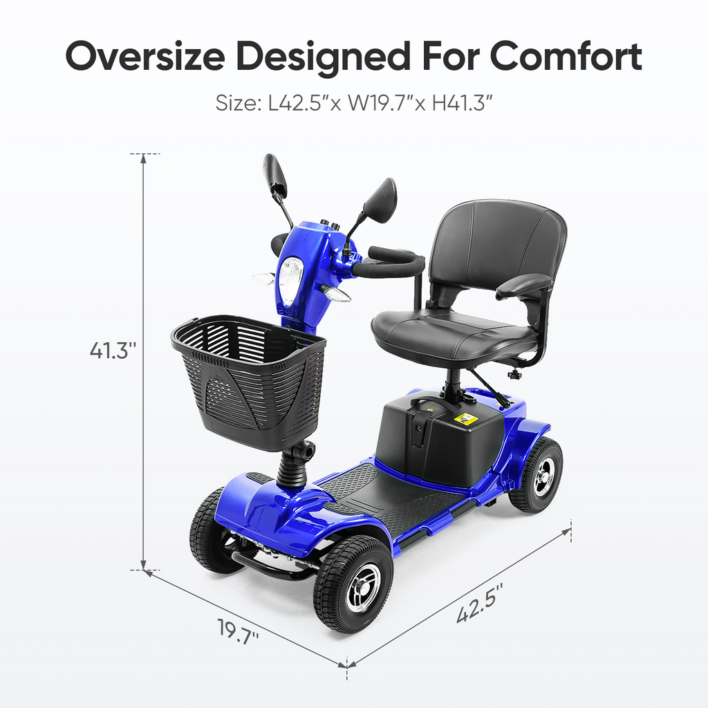 Morrean 4 Wheel Electric Powered Mobility Scooter for Seniors for Travel, Adults, Elderly, Blue