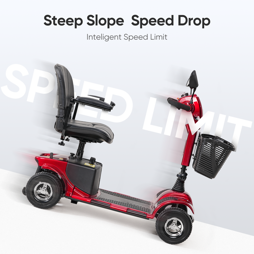 Morrean 4 Wheel Electric Powered Mobility Scooter for Seniors for Travel, Adults, Elderly, Red