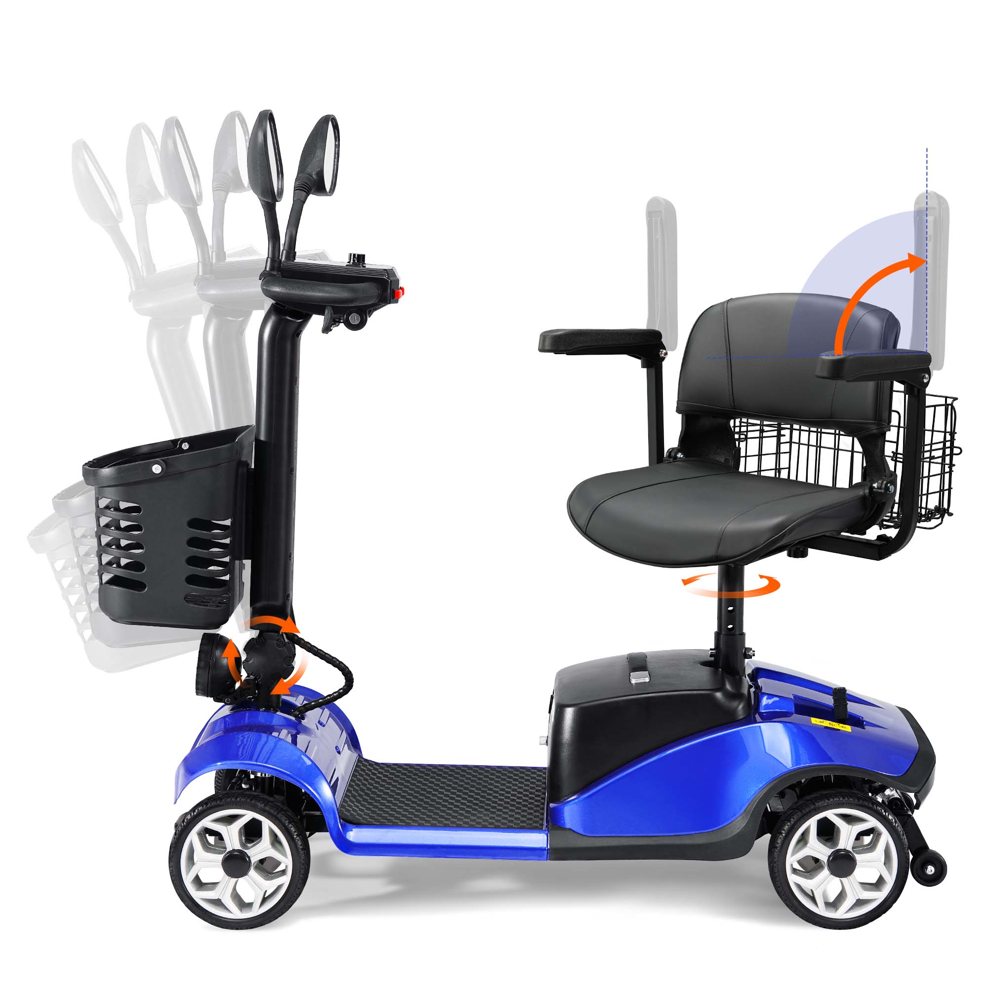 MORREAN Upgrade 4 Wheels Mobility Scooter for Seniors, Foldable Electric Powered Mobility Wheelchair for Adult, 275lbs, Blue
