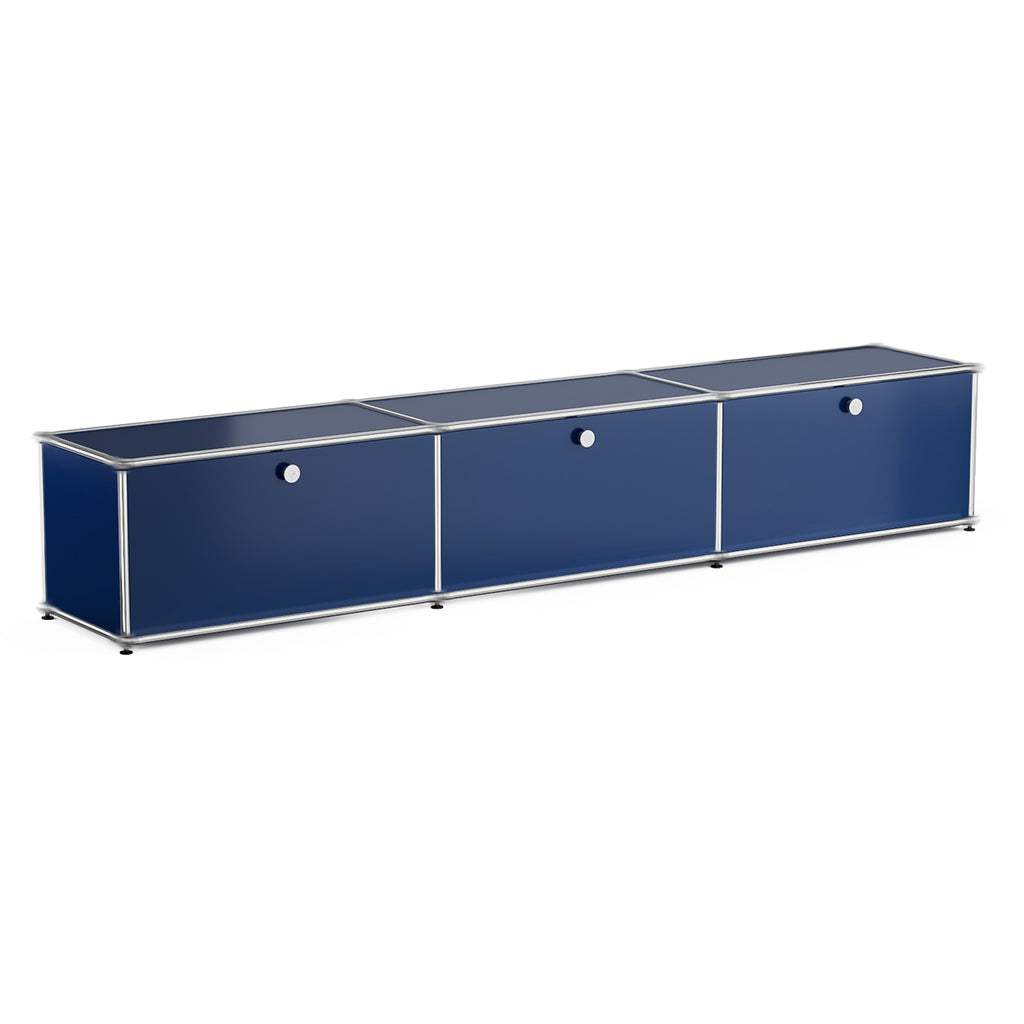 Cottinch 2-Tier Accent Cabinet,Metal Storage Cabinets with 3 Doors,Open Shelf,Freestanding Organizer for Living Room