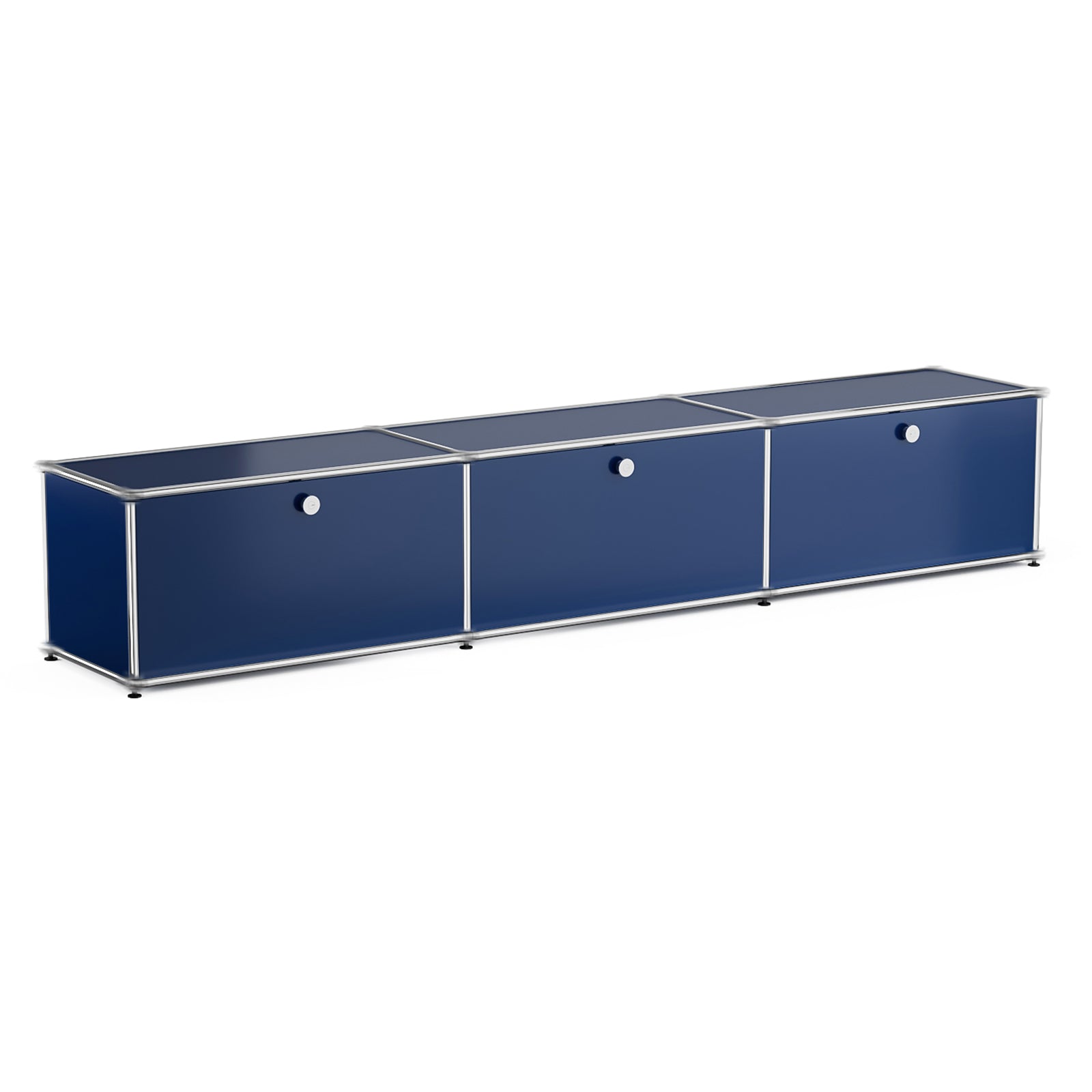Cottinch 2-Tier Accent Cabinet,Metal Storage Cabinets with 3 Doors,Open Shelf,Freestanding Organizer for Living Room
