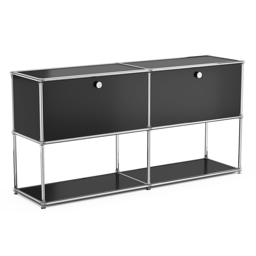Raffle Pinker Freestanding Storage Cabinets 2-Layer Metal Cabinets with 2 Doors and Shelves for Garage,Living Room,White