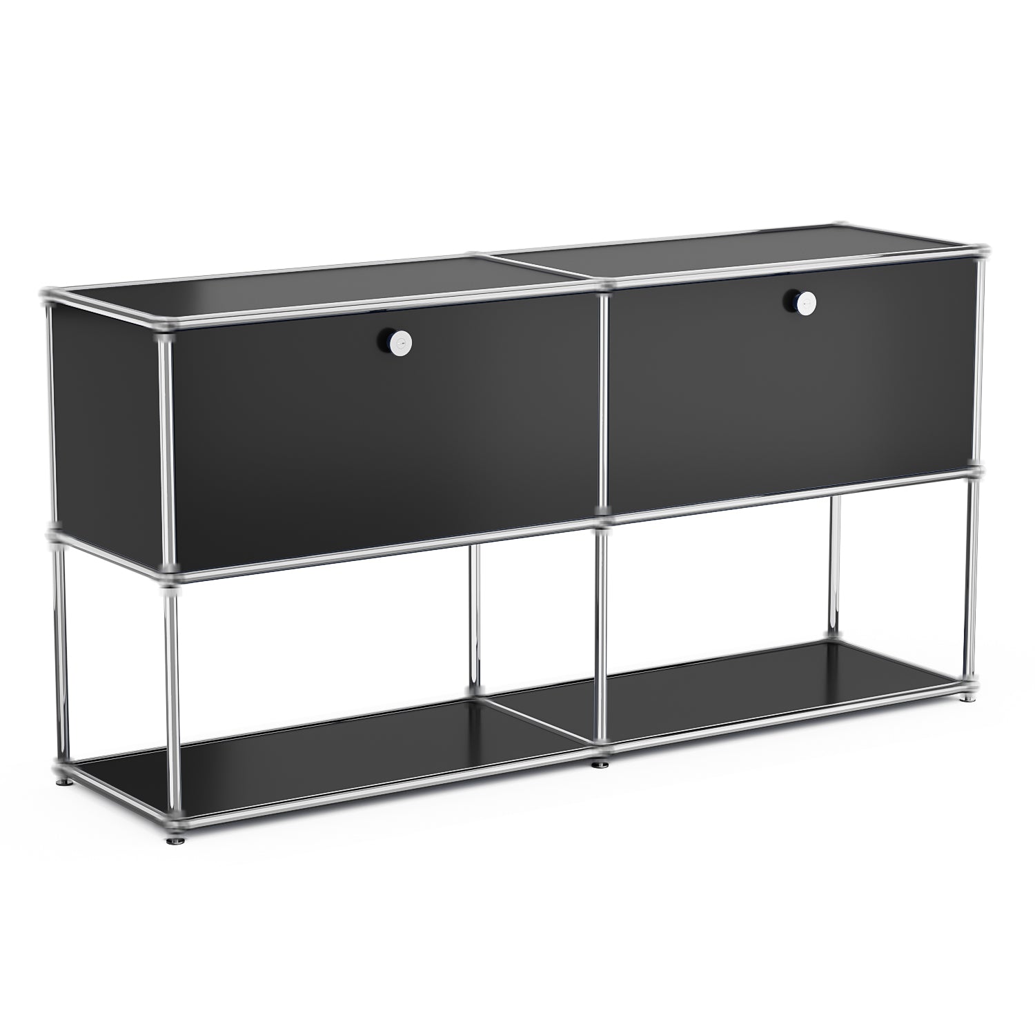 Raffle Pinker Freestanding Storage Cabinets 2-Layer Metal Cabinets with 2 Doors and Shelves for Garage,Living Room,White