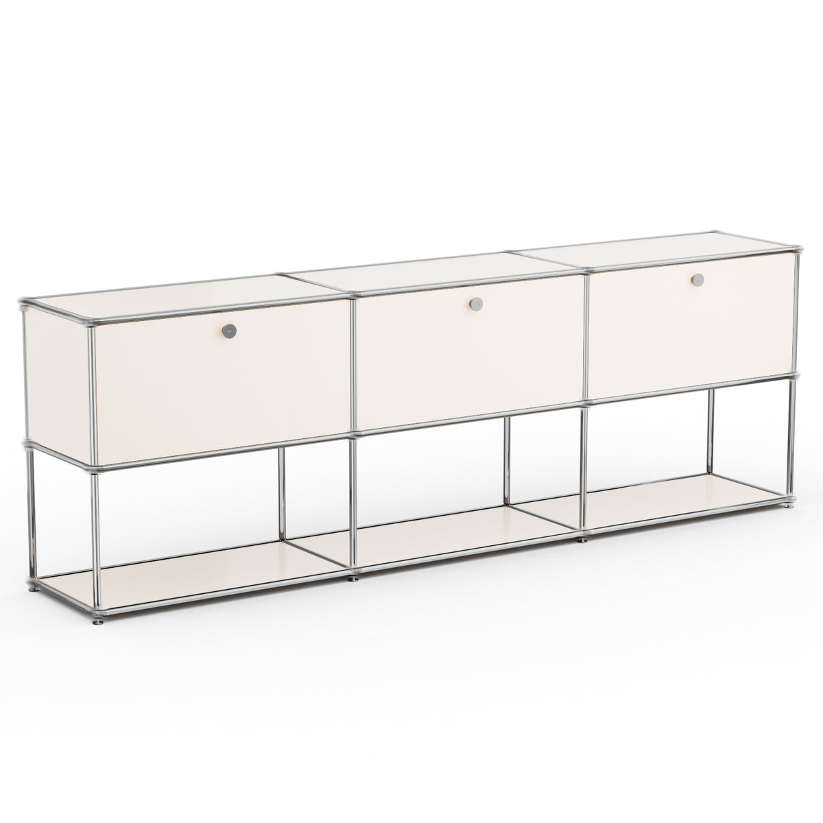 Raffle Pinker Freestanding Storage Cabinets 2-Layer Metal Cabinets with 2 Doors and Shelves for Garage,Living Room,White