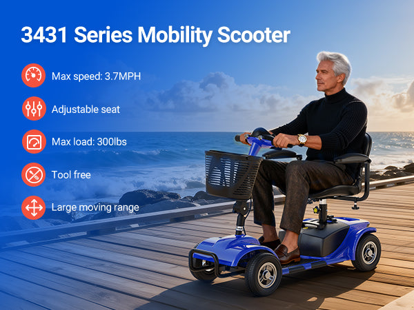 Verpal Upgrade 4 Wheels Mobility Scooter for Seniors, Foldable Electric Powered Mobility Wheelchair for Adult, 350lbs